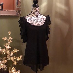 Monochromatic leopard flutter blouse